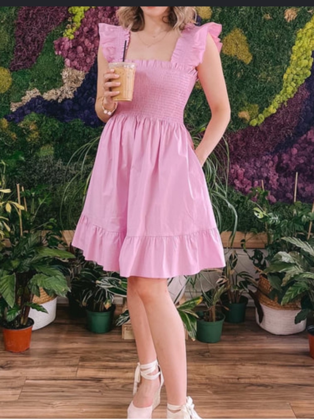 Hill House Pink Elizabeth Nap Dress with Ruffle Straps in Light pink